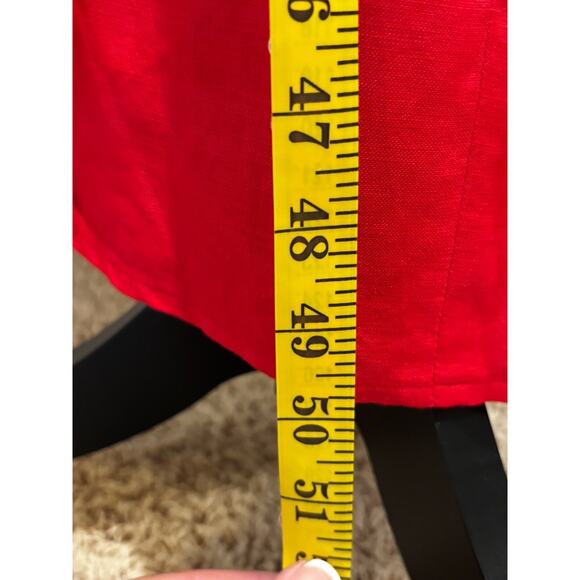 Red Linen Blend Midi A line open back tie dress sz 10 petite coastal old money - Picture 5 of 8